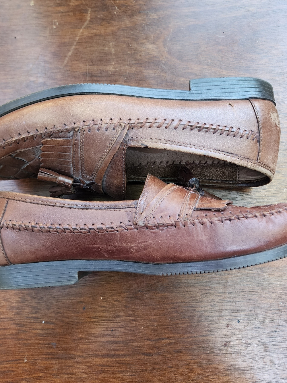 Giorgio Brutini Vintage Woven Leather Tassel Kiltie Loafers Dress Shoes Brown9.5 - Picture 7 of 11